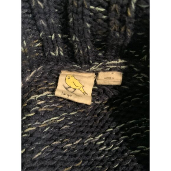 Yellow Bird Anthropologie Blue Ribbed Fold Over Collar Cardigan, Size L - Picture 8 of 8